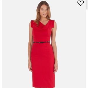 Black Halo Jackie O Sheath Red dress with belt
